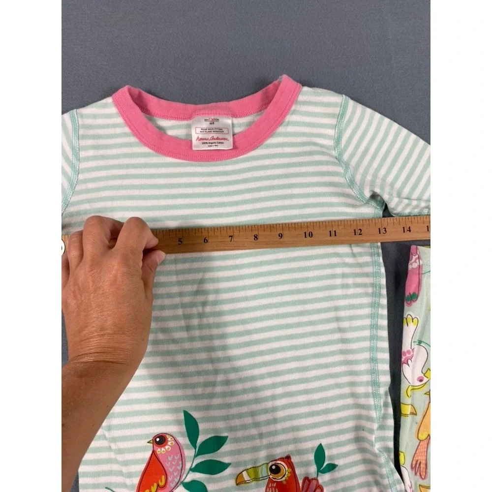 Hanna Andersoon Pajama Set Little Girl Sz 8 Y Bird Print Organic Cotton Summer